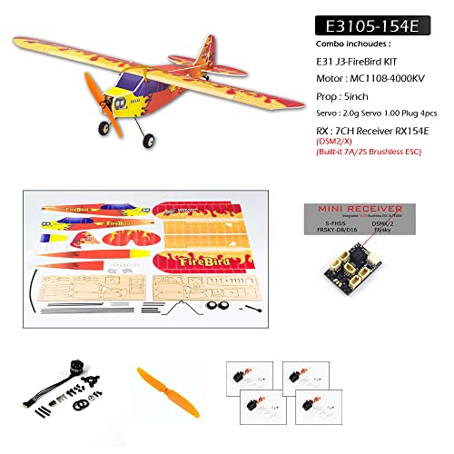 Avión RC J3 Fire-Bird de 600 mm en espuma PP para montar por adultos 2