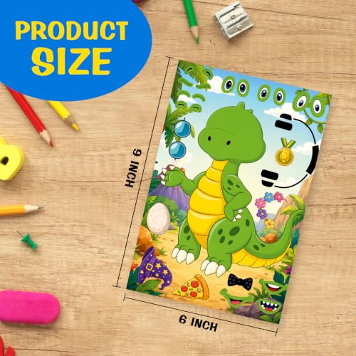 Image of CodersParadise Dinosaur Make-a-Face Sticker Activity Set, 12 Sticker Sheets, Mix & Match Dinosaur Face Stickers, DIY Craft for Kids, Birthday Party Favors, Classroom Activities, Goodie Bag Fillers