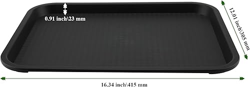 Vista 19 de Paquete de 12 bandejas de comida rápida marrón de 16 x 12 pulgadas, bandejas rectangulares grandes para servir restaurante, bandejas de plástico