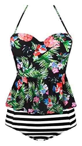 high waisted peplum bathing suit