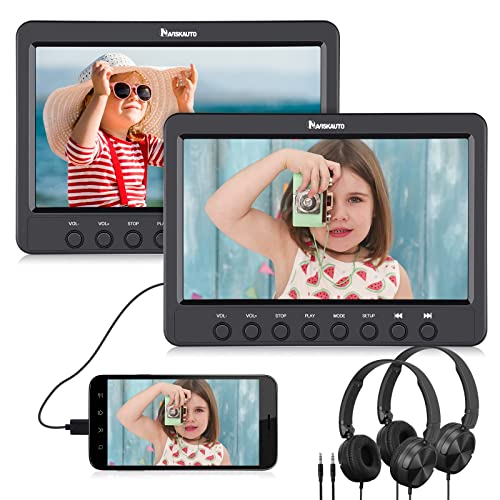 NAVISKAUTO Lecteur DVD Voiture Portable, HDMI Input 10,5' Ecran d'appui tête, 2 Lecteur DVD Voiture indépendant Compatible avec Multi Format:MKV/MP4,DVD Voiture Equipé Chargeur Mural,Non Batterie