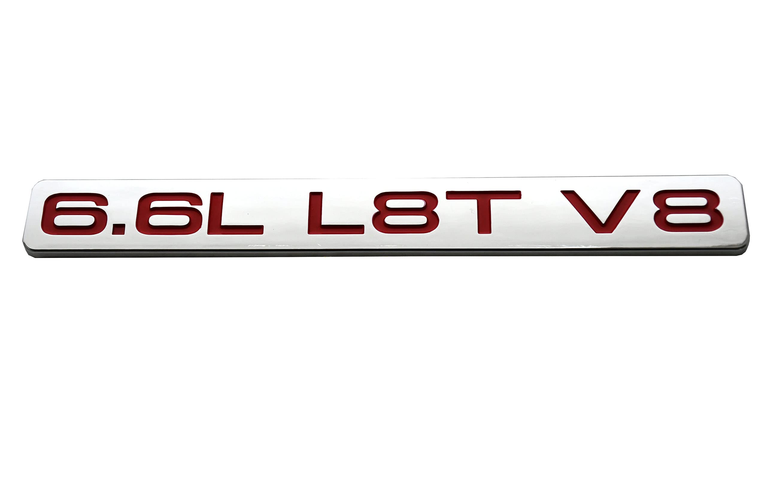 Lot de 2 emblèmes 3D pour capot de moteur à essence L8T V8 L 6,6 L - Autocollant de rechange pour Chevrolet Silverado 2500HD 3500HD 2019-2022 (rouge chromé) (6,6 L #2)