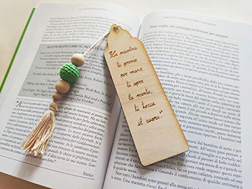 Regalo maestre fine anno segnalibro in legno con