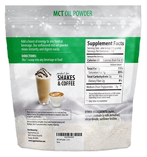Opportuniteas Mct Oil Powder, Keto Creamer For Coffee,Tea, Drinks&Smoothies, Low Carb Keto Friendly, Boost Energy&Mental Focus, Supplement For Ketogenic Diet, Gluten Free, & Non-Gmo, Unflavored 2.5Lbs #TOP1