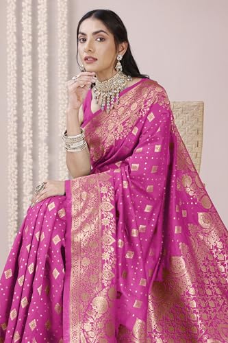 Image of MIRCHI FASHION Women Saree | Banarasi Silk Woven Design Daily Regular Use Sari with Blouse