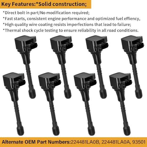Image of 8PCS UF677 Ignition Coil Pack & Spark Plugs Compatible with Infiniti QX56 5.6L 2011-2013, QX80 5.6L 2023 2022-2014, for Nissan Armada 5.6 2022 2021-2017# UF-650, 224481LA0A, 224481LA0B, 22448-1LA0A
