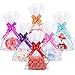 Produktbild Hestya 50 Stücke 15 x 25 cm Klare Flache Cello Cellophan Taschen Klare Cellophan Block Boden Aufbewahrungsbeutel Süße/ Party/ Geschenk/ Haus Taschen mit 60 Stücke Bunte Schmetterling Zug Bogen