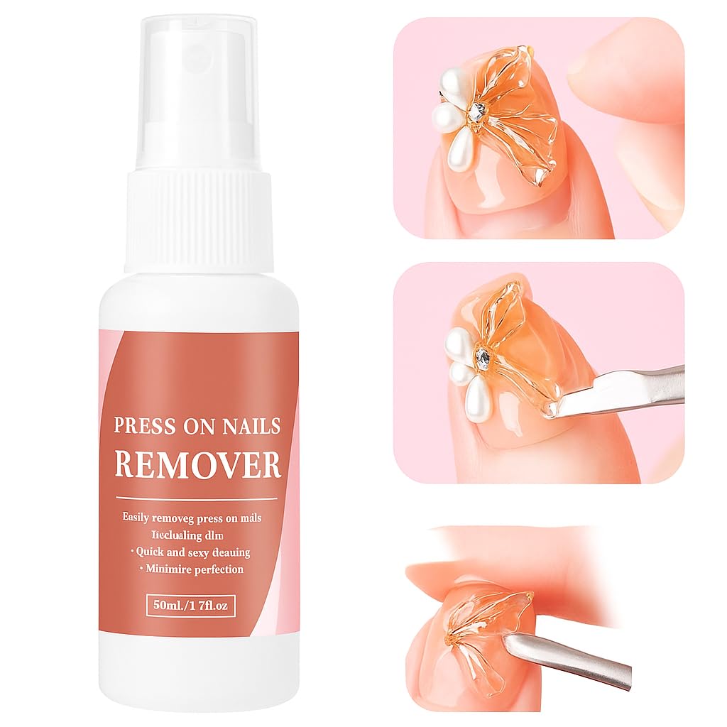 Press on Nail Glue Remover, Dropper Applicator for Quicker Application, Non-Acetone, Easy Removal Debonder for Glue on Nail Tips, Damage Gel Polish Remover, Solid Nail Extension Glue Remover Spray