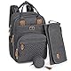 Dikaslon Wickeltasche Rucksack – Großer Wickelrucksack mit viel Stauraum, Wickeltasche groß mit Schnullerhalter, Wickelauflage & Kinderwagengurten – für Mama & Papa (Dunkelgrau, Einheitsgröße)