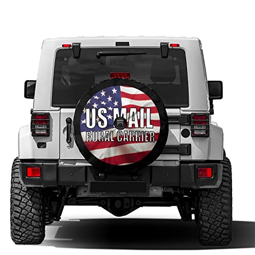 Image of US Mail Rural Carrier Spare Tire Cover with Backup Camera Hole Wheel Tire Cover Fit Trailer, RV, SUV and Many Vehicle 13inch