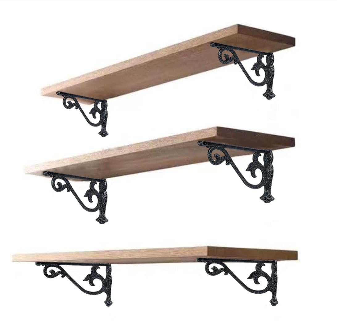 KHTUMEWARE-503 Antique Iron Shelf Brackets 4-Pack in Antique Iron — KHTUMEWARE