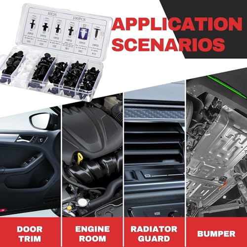 Image of 100Pcs Auto Body Panel Fasteners & Push Pin Rivets - 6 Sizes Bumper Fender Flare Retainer Clips. Plastic Expansion Screws Replacement for GM Ford Toyota Honda (100Pcs)