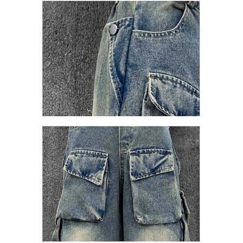 Calça jeans infantil feminina, rasgada, desgastada, lavada, folgada, larga, jeans, Y2K, hip hop, mod