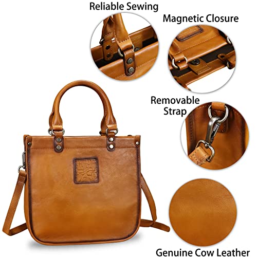Image of Genuine Leather Handbags for Women Vintage Real Leather Fashion Tote Bag Shoulder Bag Crossbody Bag Satchel Purse