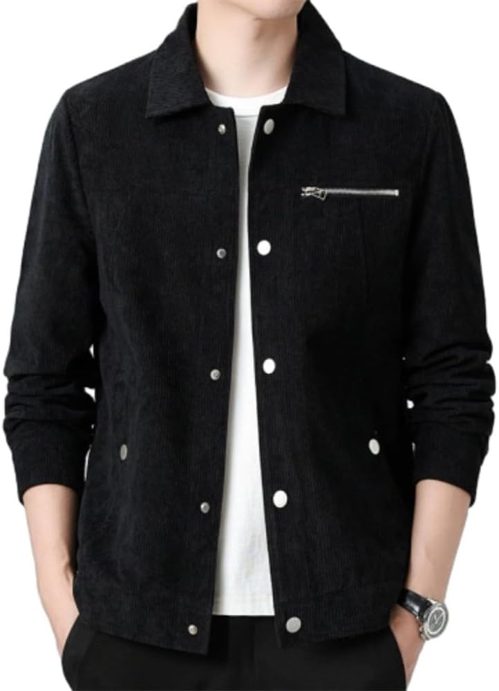 Men Long-Sleeve Jacket Classic All-Match Solid Color Transitional Jackets Regular Fit Fashion Casual Outdoorjacket