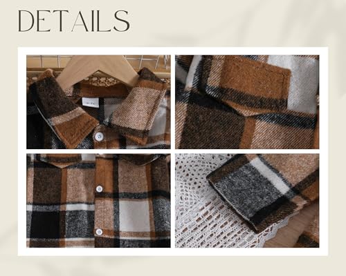 Image of Toddler Girl Clothes Plaid Long Sleeve Button Down Shirt Corduroy Overall Jumpsuit Girls Fall Winter Outfit Set