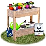 ITA Hochbeet aus Holz 80x37x78 cm - Pflanzkasten mit 2 Ebenen & Innenfolie - Made in EU - Direkt vom Hersteller - FSC Kiefernholz - Pflanzbeet Blumenkasten für Garten Balkon Terrasse - Grau