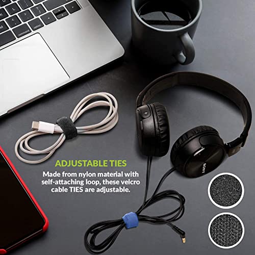 Image of Gizga Essentials Cable Organiser, Cord Management System for PC, TV, Home Theater, Speaker & Cables, Reusable Cable Organizer for Desk, WFH Accessories & Gizga Essentials Reusable Cable Ties Strap
