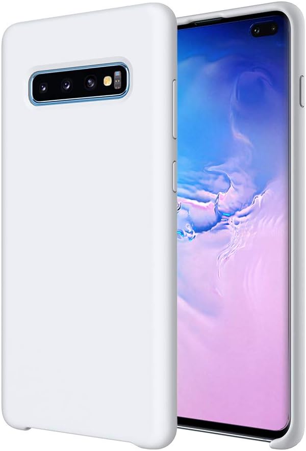 TIAMAT Galaxy S10 Plus Silicone Case, Soft Touch, Liquid Silicone Case with Microfiber Cloth Lining Cushion and Wireless Charging Compatible for Samsung Galaxy S10 Plus (6.4inch) - White