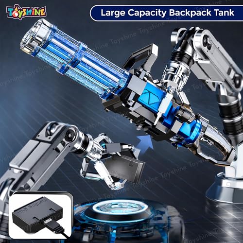 Image of Toyshine Double Barrel Electric Water Gun with LED Shooting Light | Rechargeable Battery | Large Capacity Backpack Tank | FunToy for Kids & Adults Holi Festive Outdoor Play - Multi
