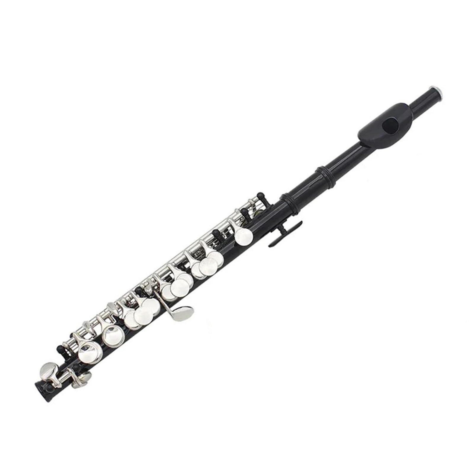 Profesjonalna Flet 16 Otworów C Klucz Piccolo Cupronickel Korpus Połowa Rozmiaru Flet Zestaw Instrumentów Muzycznych Dętych Drewnianych(Black)