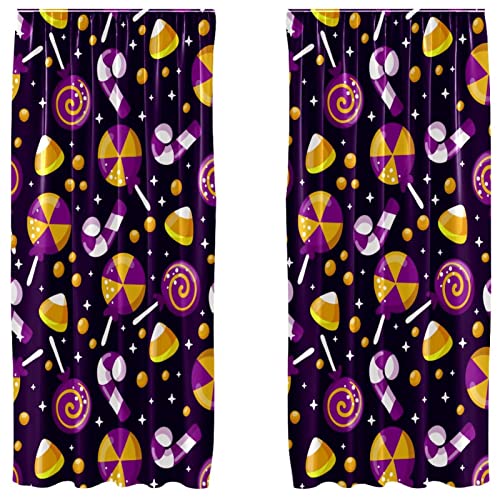Cortinas de panel decorativas ligeras de 55 x 84 pulgadas con motivos de Halloween 2