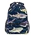 Oarencol Sharks Dark Blue Whale Hammerhead Watercolor Wave Animal Cartoon Fish Backpacks Bookbags Daypack Travel School College Bag for Womens Girls Mens Boys Teens