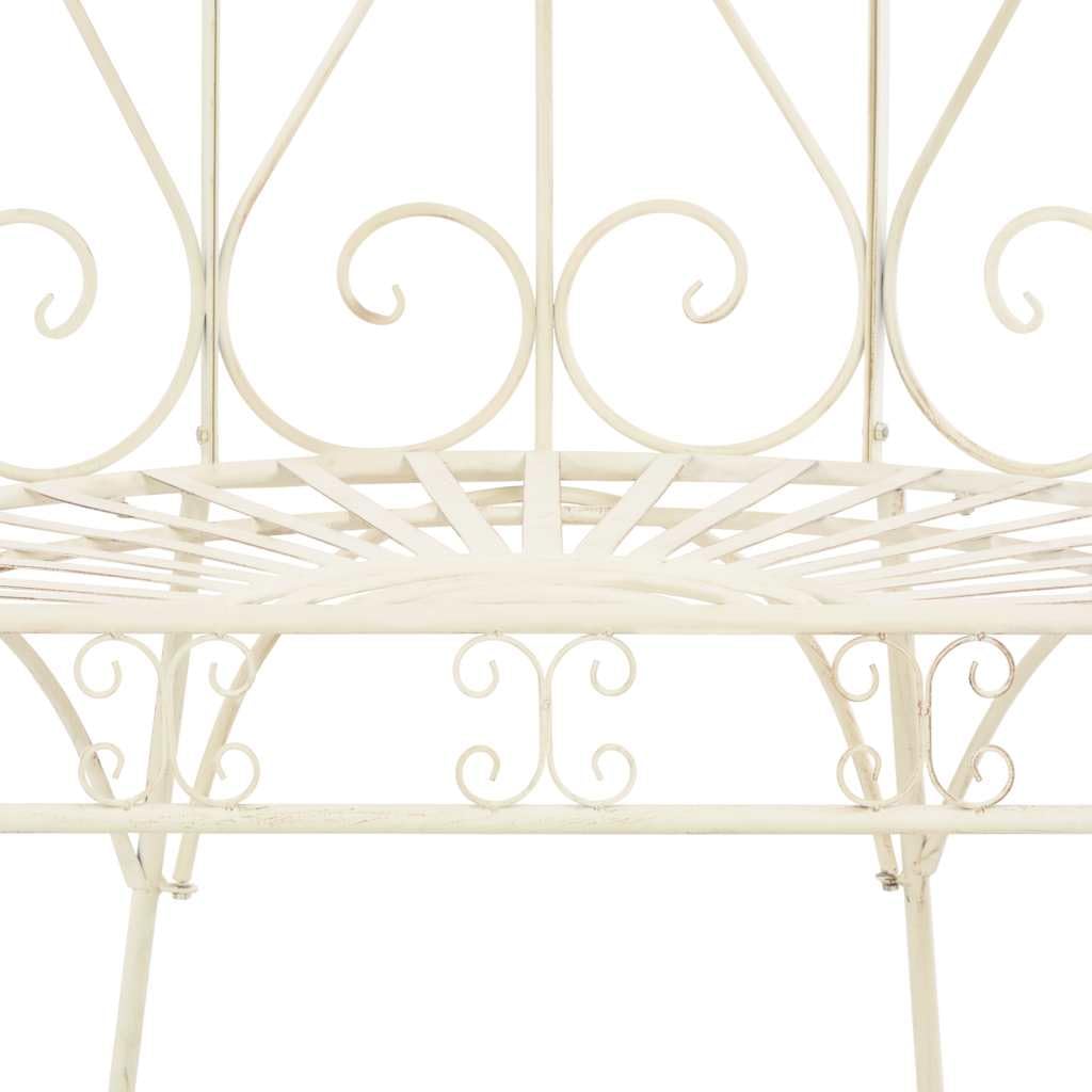 Banco de jardín de 95 cm de hierro blanco envejecido