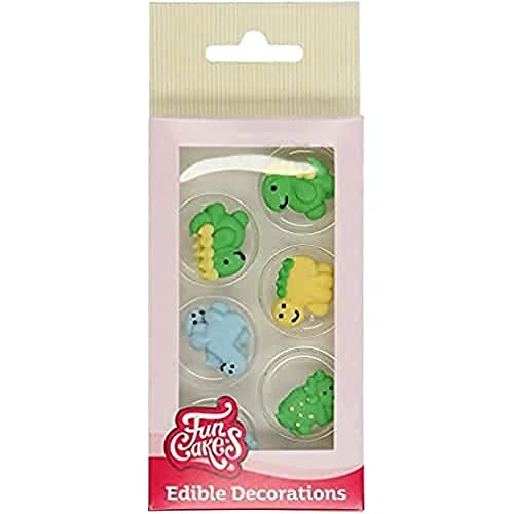 FunCakes Sugar Decorations Dino: Ready to Use for Cake Decoration, Perfect for Cupcakes, Muffins and more, Glutenfree certified, Set/12,Mix