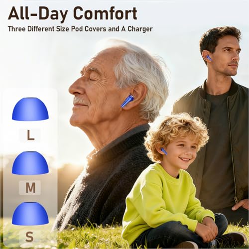 Image of Wireless Earbuds 2 Pack, ANC in-Ear Bluetooth Headphones, Big Bass Durable, Lightweight Design for Noisy Factories, Gym, and Travel, 60 Hour Long Playtime (Dark Blue)