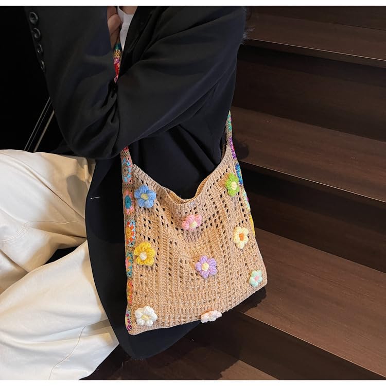 Bolsa Tote Tejida Hueca para Mujer Capacidad Grande miniatura 3