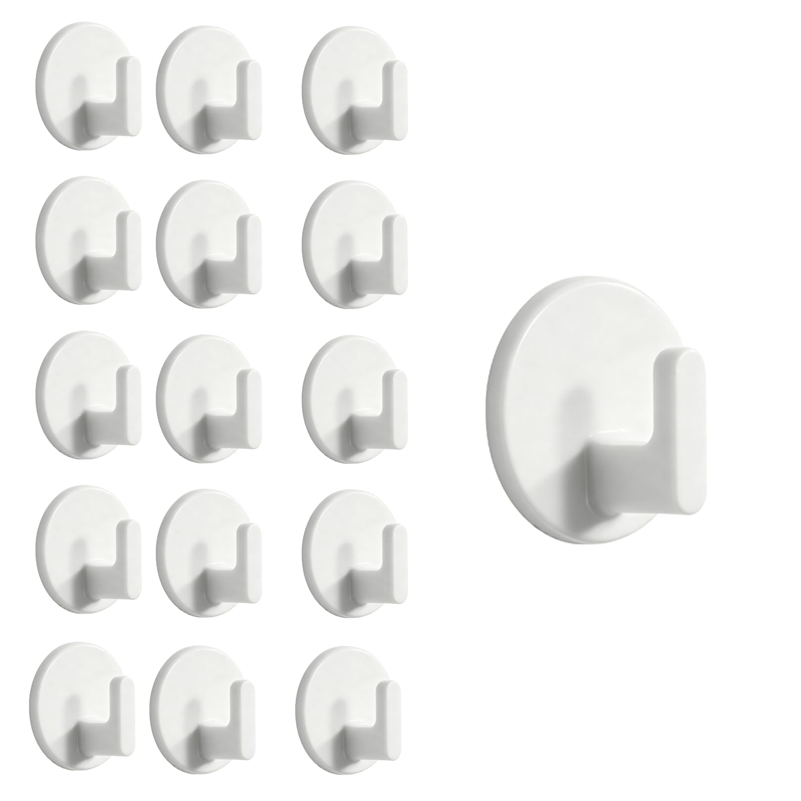 16Pcs Self Adhesive Hooks White,Small Round Strong Sticky Wall Hanging Hook