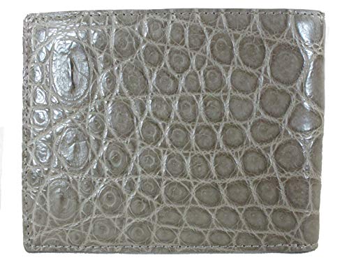 Genuine Crocodile Alligator Belly Skin Leather Soft & Slim Bifold Wallet Luxury ([B1] - 6 Card Slots + 2 ID Windows + 2 Compartments for Bills, Tarpaulin Grey)3