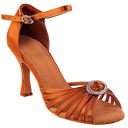 Very Fine Dance Shoes Women's Ballroom Dance Shoes Tango Wedding Salsa Dance Shoes Orange Tan Satin Sera1671BEB Comfortable 3