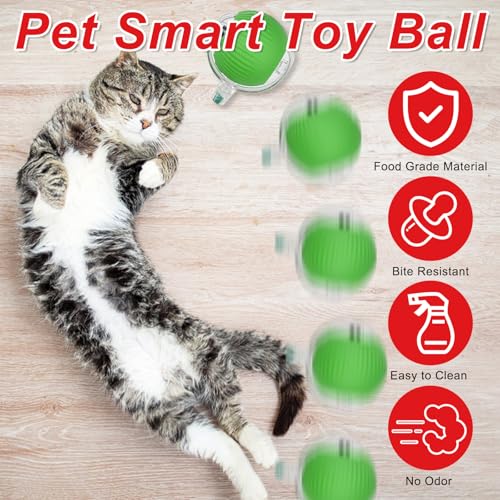 WinGluge 2 Stück Interaktives Katzenspielzeug Elektrisch - 360° Rolling Smart Ball, Automatischer Rollender Ball für Katzen (Rot+Grün)