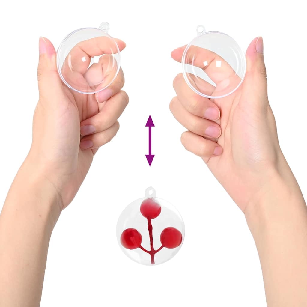 Weihnachtskugel-Set 25 Stück Transparent Ø 8 cm Kunststoff Weihnachtsbaumschmuck Christbaumschmuck Baumschmuck Anhänger Ornamente Weihnachtsdeko für Tannenbaum Schmücken Dekorieren