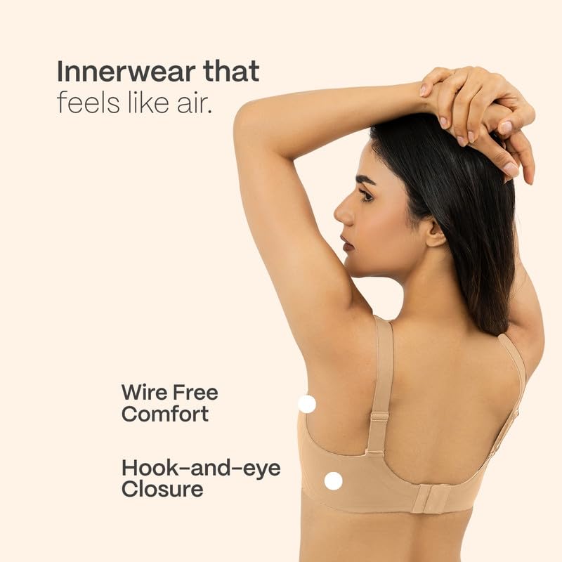 Image of B'There Women's Premium Medium Coverage Seamless Plunge Bra | Deep Neckline T-Shirt Bra with CloudSoft Everyday Comfort, Non-Wired Design & Non-Removable Molded Cups | Low-Cut Bra