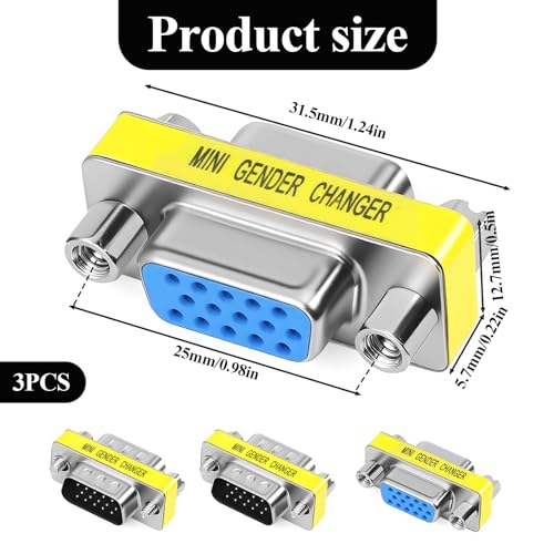 Set 3 adaptadores VGA Cambiadores de género HD15 miniatura 2