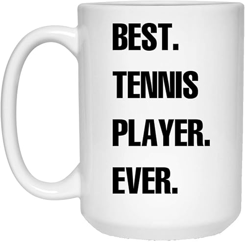 Taza de café Funny Best Tennis Player Ever de color blanco de 15 onzas