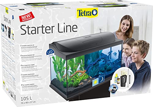 Tetra Starter Line 105 L Aquarium Komplett-Set - inkl. Tag- & Nachtlicht LED-Beleuchtung, Innenfilter, Heizer, Fischfutter und Wasseraufbereiter