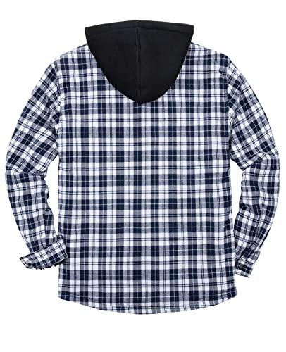 Image of ZENTHACE Men's Sherpa Lined Full Zip Hooded Plaid Shirt Jacket