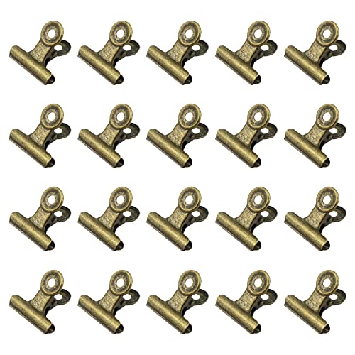YETOOME 20 Pieces Metal Bulldog Binder Clips, 1.2 Inch Hinge Paper Clips Clamps for Food Bags, Pictures Photos, Art Crafts, Home Office Supplies (Bronze)