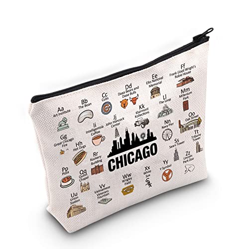 Chicago State Gift Chicago Makeup Zipper Pouch Chicago Travel Gift Moving to Chicago Gift, Bolsa Chicago