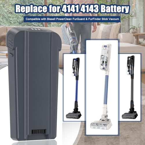 Image of 4039 Replace Battery for Bissell Powerclean Cordless Stick Vacuum | Compatible with Bissell Powerclean Furfinder & Furguard & Dualbrush Cordless Vacuum(Model 4039,4052,4173), Battery 4143 /4141