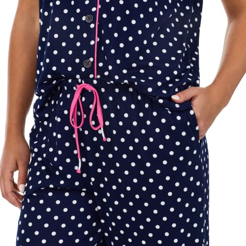 Image of Cuddl Duds 2 Piece Short Sleeve Capri Matching Pajamas for Women PJs Set | Cropped Capris Pants & Button Up Top, Sleepwear & Loungewear, Cute Sleep & PJ Set, Soft Lightweight & Breathable Pajamas