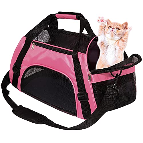 Adkyop Cat Carrier Kitten Carrier Dog Soft-Sided Carrier Pet Travel Carrier For Cats Dogs Comfort Portable Pet Bag Airline Approved (Medium Pink) #TOP1