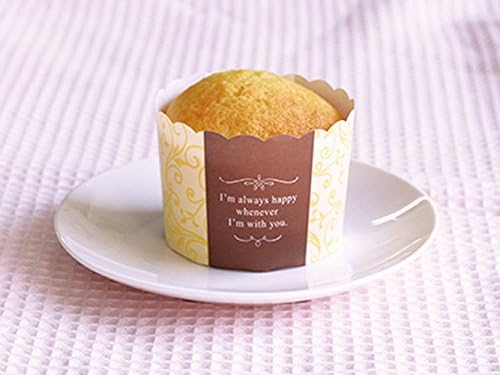 cotta 71280 Elegant Muffin Cup, Yellow, Brown, Bottom Diameter 2.3 x Height 2.0 inches (5.9 x 5 cm), Pack of 100