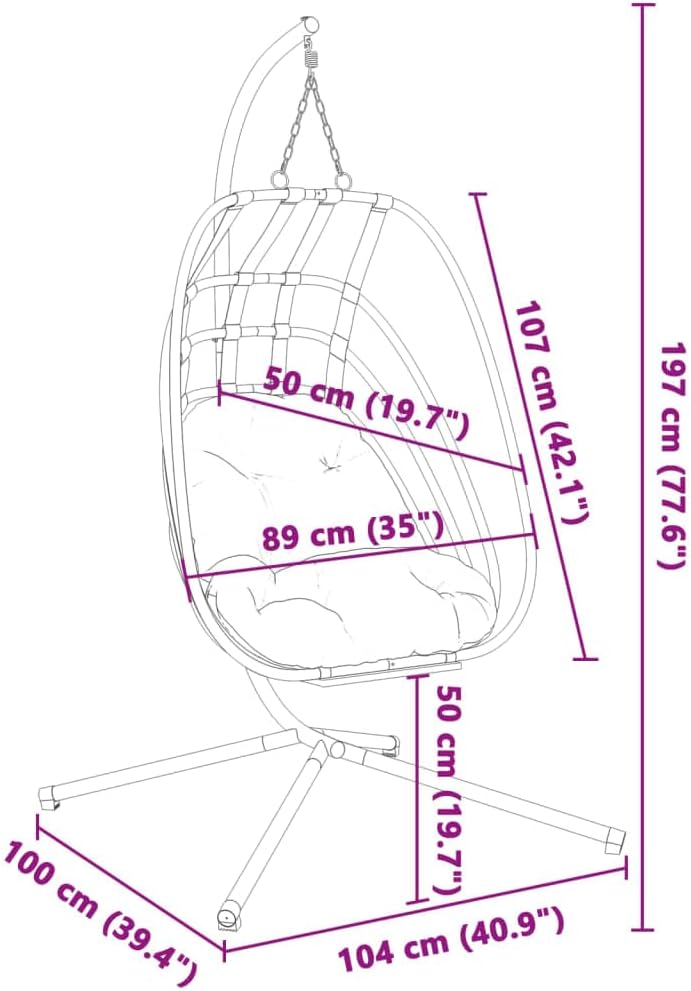 vidaXL Hanging Egg Chair with Stand Anthracite Steel