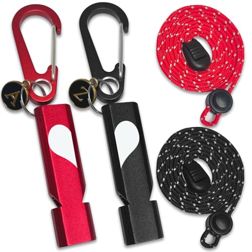 Emergency Whistles, 120db Safety Whistle with Carabiner Clip for Keychain, Survival Shrill Loud for Camping Hiking Boating, 2Pack