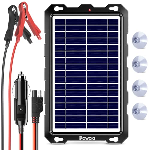 POWOXI 7.5W 12V Solar Battery Charger Trickle Maintainer Kit for Car